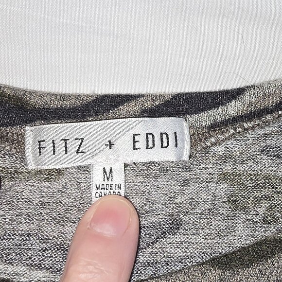 Fitz & Eddi Camouflage T-Shirt Dress Medium - Gray Black Camo Print Shift - Picture 2 of 3